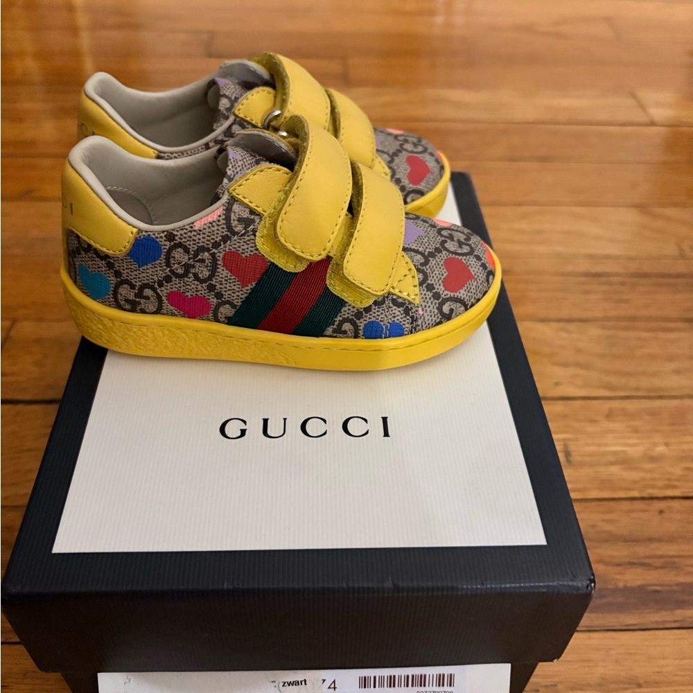 Gucci Kids Sneakers with Yellow and Multicolor Design